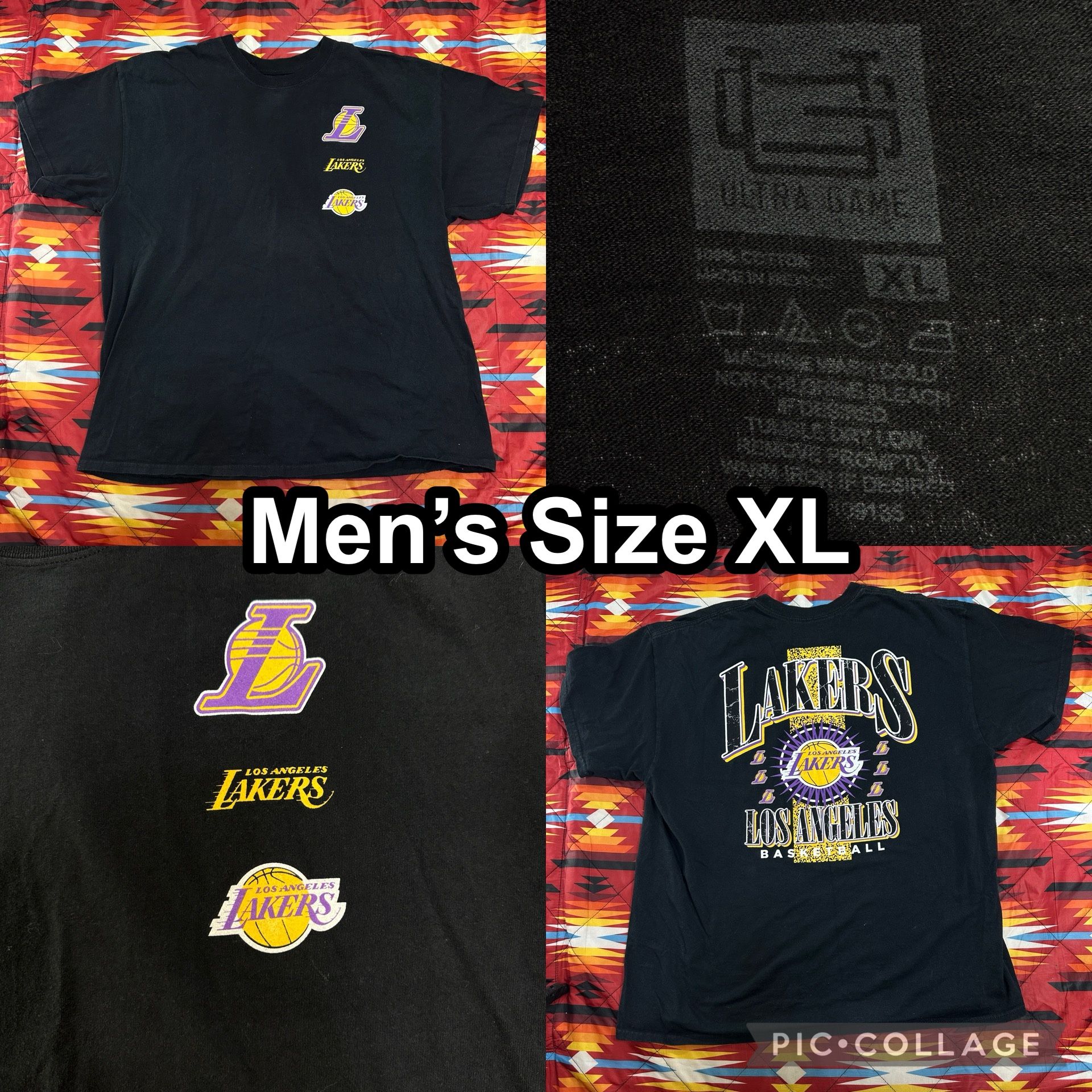 Ultra Game NBA Los Angeles Lakers Black T-Shirt Double Sided Mens Size XL