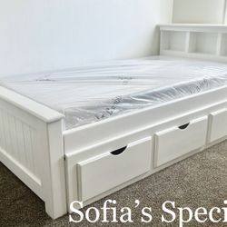 Twin Bed W Drawers And Foam Mattress 