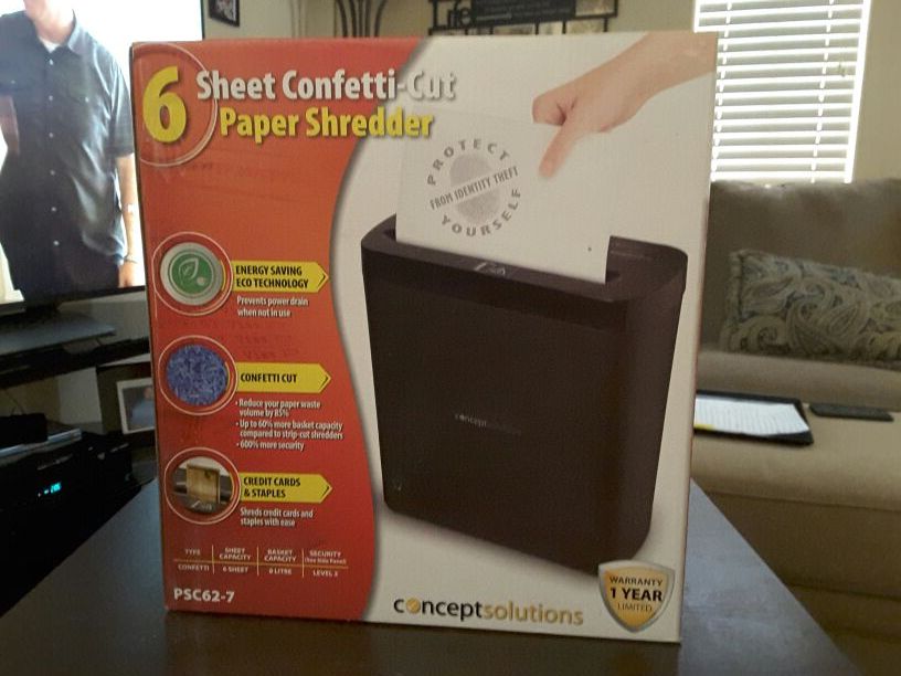 CONCEPT SOLUTIONS 6 SHEET CONFETTI-CUT PAPER SHREDDER