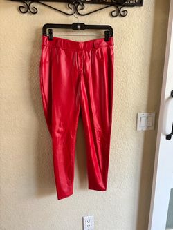Red Faux Leather Skinny Pants Size L
