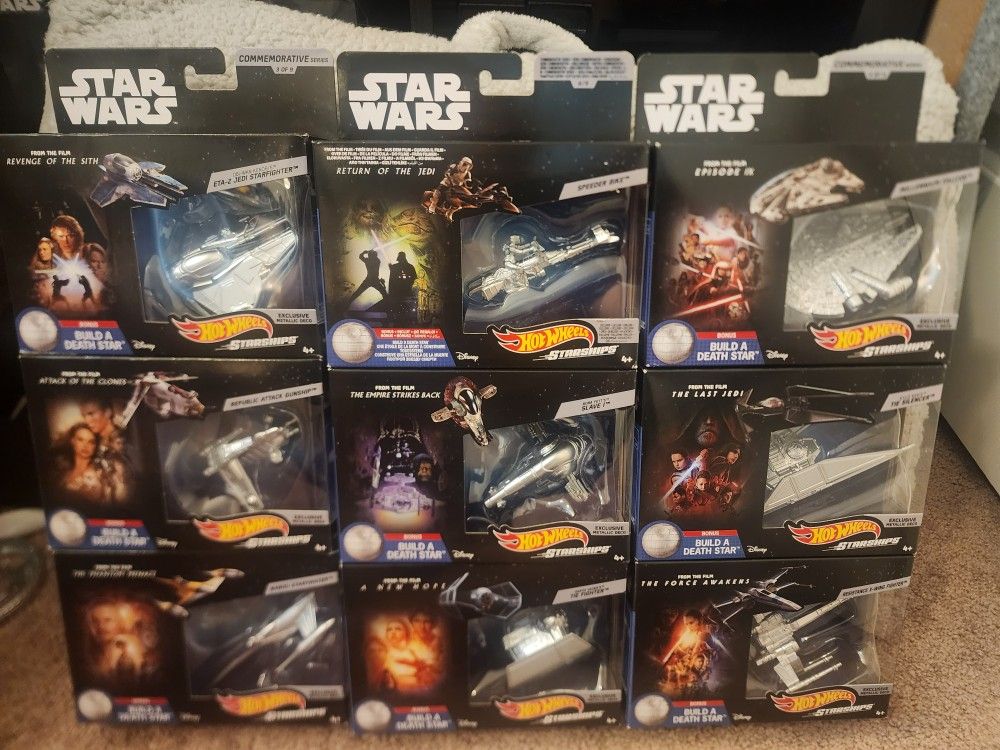 Hot Wheels Star Wars Commemorative Series #1-9 with Build a Death Star Bonus
