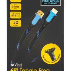 6ft HDMI Tangle Free Fiber Cable 1080P 24KT