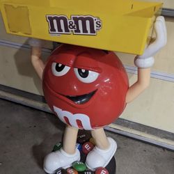 Red 42" M&M Candy Store Floor Display, Wheels, Tray - Rare - Vintage In great condition 
