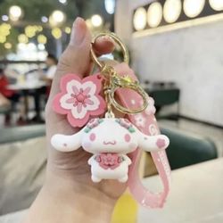 My Melody Hello Kitty Cinnamoroll PVC Doll Keychain Kuromi Pompompurin Key Ring 