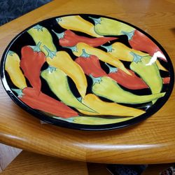 Clay Art Handpainted Caliente Round Serving Platter Large 18"