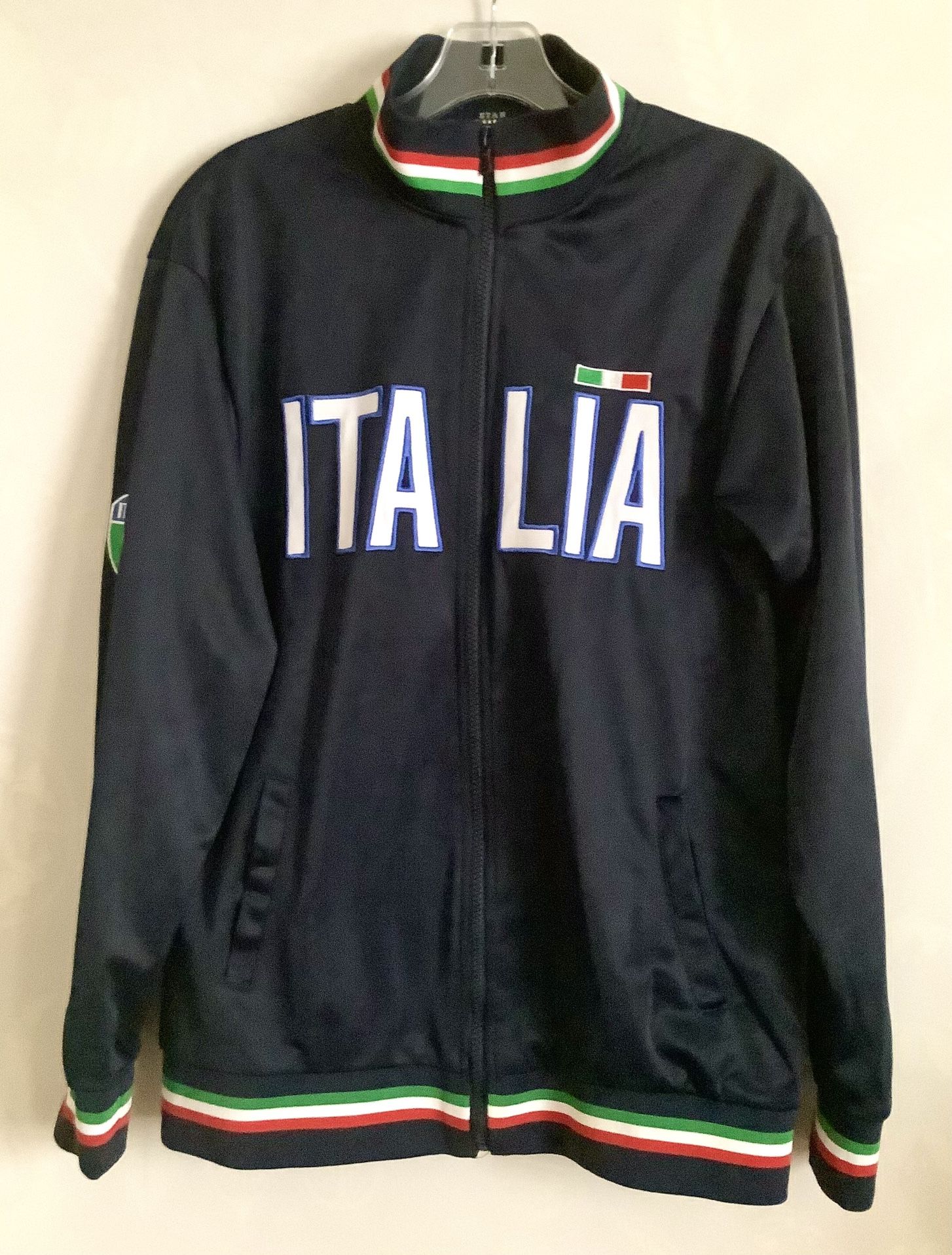 Star Venezia Embroidered Italia Navy Full Zip Sweatshirt Jacket w Pockets SZ M