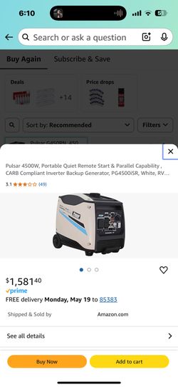 New 4500 Electric Start Generator