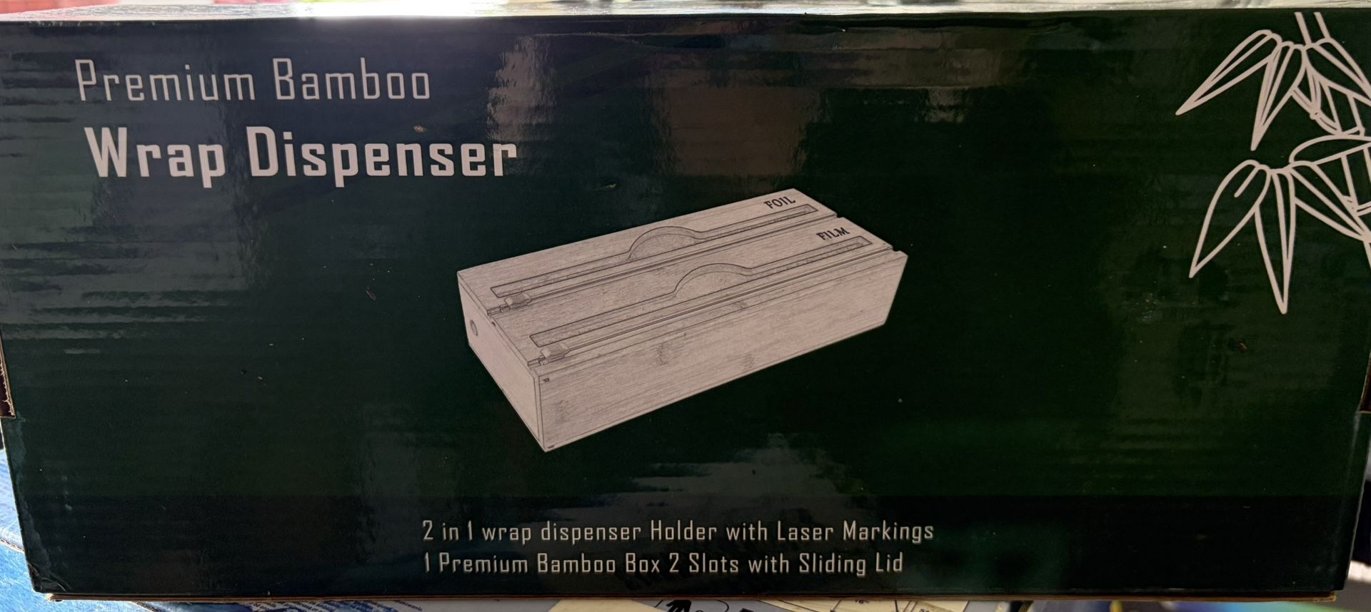 NEW. Wrap Dispenser 2 in 1 with Cutter and Labels Carved | WrapNeat Plastic Wrap Organizer | Foil an
