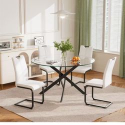 🔥On sale 🔥yeag 47 Inch Round Glass Dining Table for 4, Gold Or Black