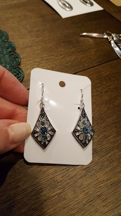 Blue & Silver dangle earrings