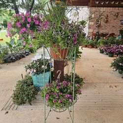 Tall Doble Basket Plant Stand. Yard Art, Plants, Planters. Clay Pots. Talavera $65 each