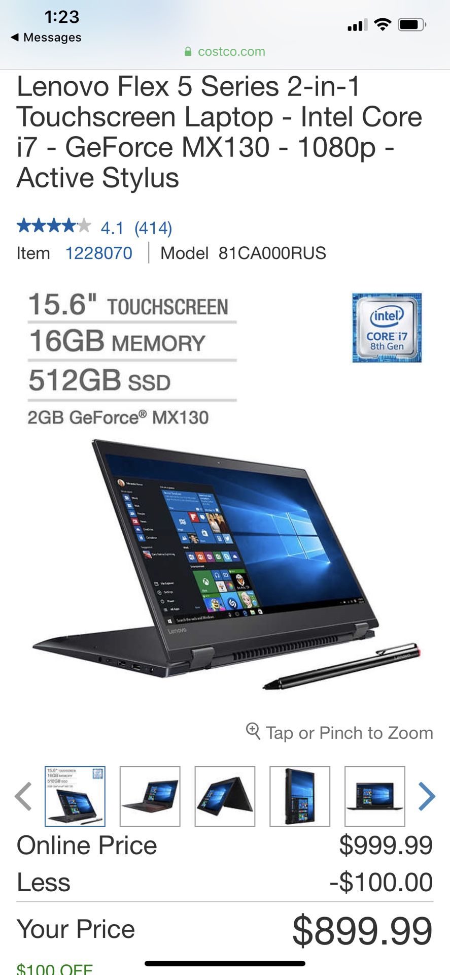 2 in 1 touchscreen laptop (LENOVO FLEX 5 Series)