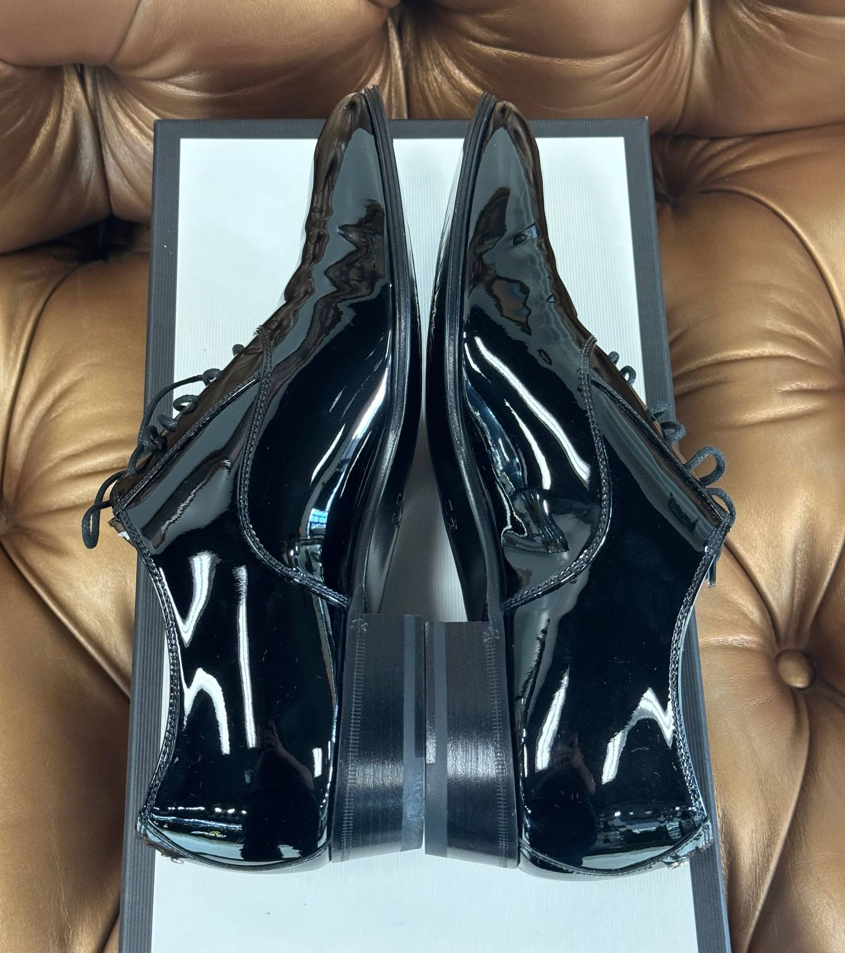 Gucci Worsh Patent Leather Derby Dress Black Made in Italy  display picture 3