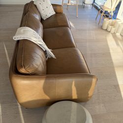 CB2 Olive Leather Sofa