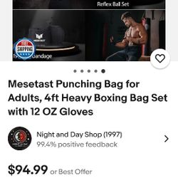 4 Ft Brand New Punching Bag 12 Oz Gloves Jump Rope