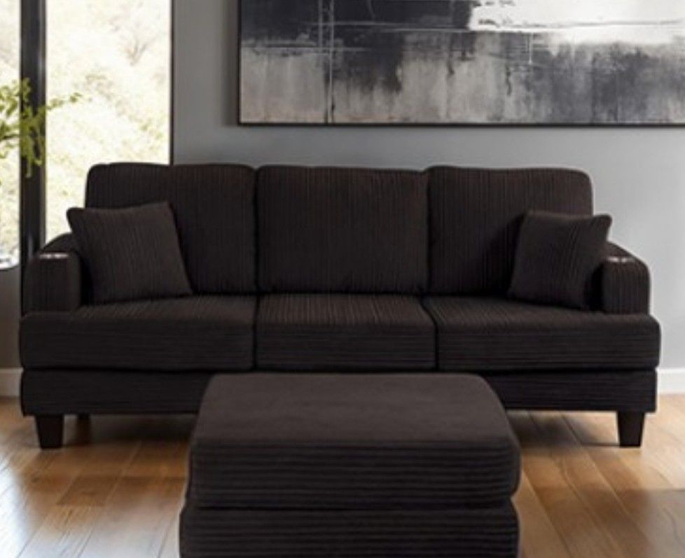 Moretaine Black Corduroy Sofa