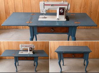 Blue sewing table