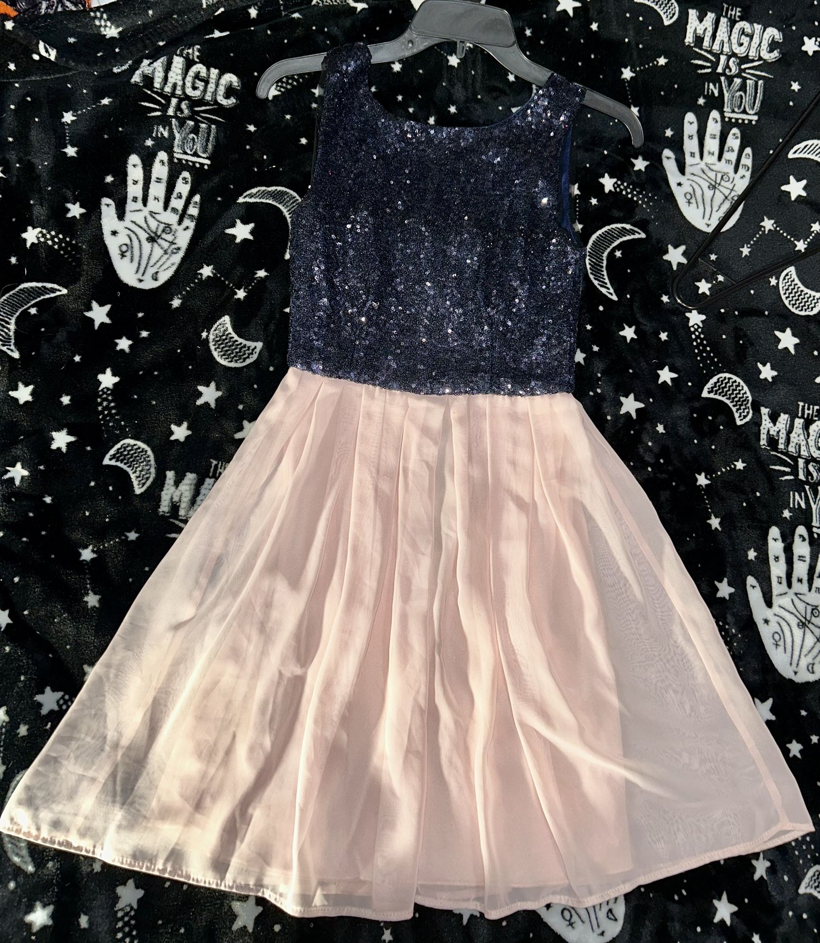 Juniors navy Sequin Formal Dress, NEW Without Tags