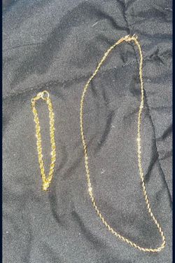 18KT GOLD FILLED ROPE NECKLACE & BRACELET (2mm thick. 18in Long)