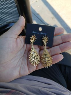 Gold-Tone Leaf Drop Earrings