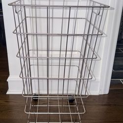 Steele Bushel Silver Vertical Rolling Laundry Hamper
