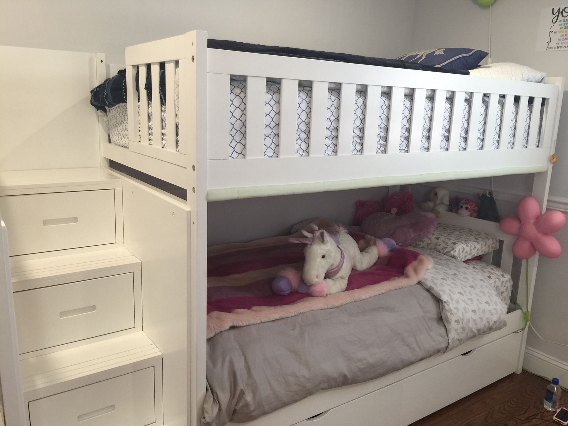 Twin bunk bed with stairs , almost brand new from Raymor and Flanigan