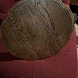 Vintage Round Oak End Table