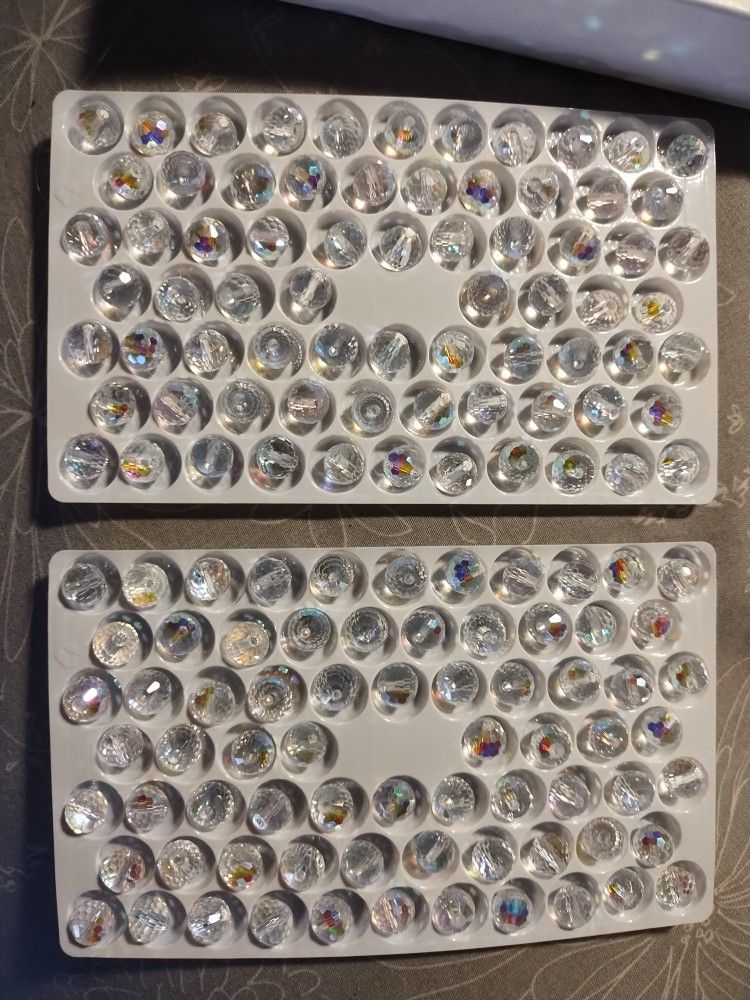 Glass Crystal 8 mm Round Faceted AB 144 Bead's Mint In Box One Gross Jewelry Making