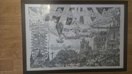 Rock And Roll 60s And 70s Hand Drawn Poster With A Where's Waldo Type Complexity... Hundreds Of Album Covers And Songs Drawn By Hand!!! 