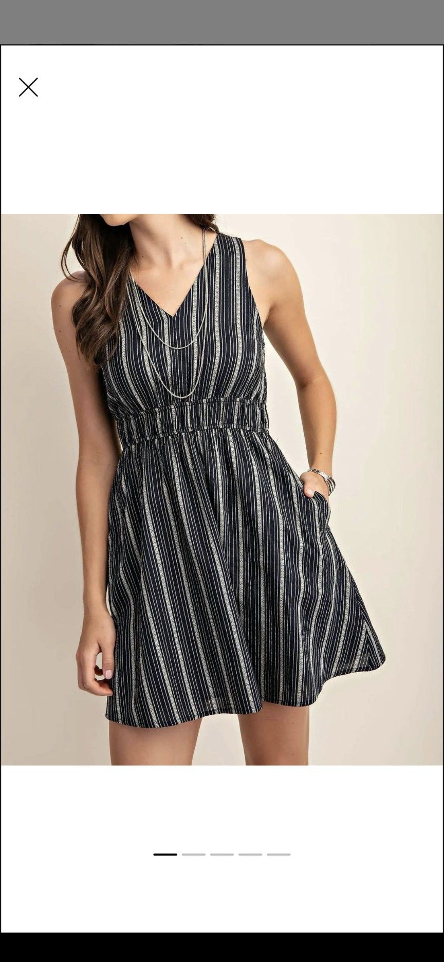 New A-Line Midi Dress In Black And White Stripes w/Pockets