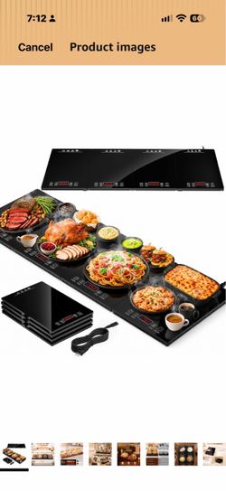 4-in-1 Electric Warming Tray, Extra-long 47"x16" Glass Surface Warming Mat for Food, Large Food Warmer with 10 Temp Settings and Timer, Heating Mat, M