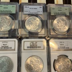 Graded Morgan Silver Dollars PCGS NGC Mint State !