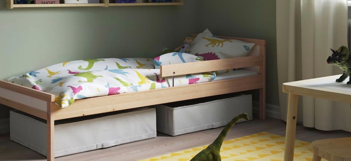 SNIGLAR IKEA Bed frame with slatted bed base, beech, 27 1/2x63 New