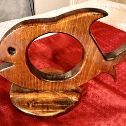 Handmade Wooden Fish Napkin / Candle Holder