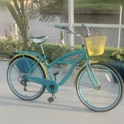 Turquoise Bicycle with Yellow Basket