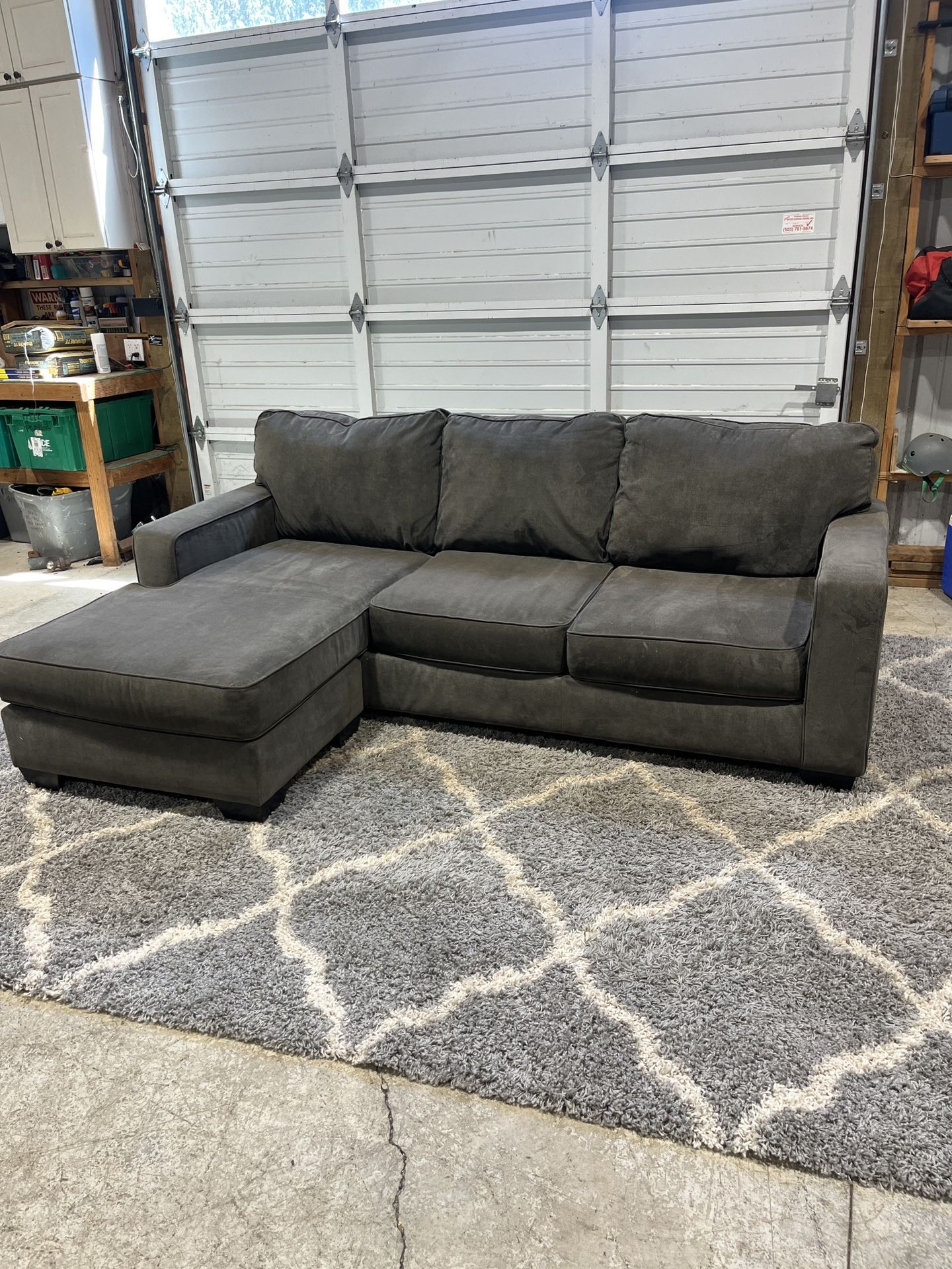 Ashley’s Gray Sectional Sofa with Reversible Chaise — Excellent Condition!