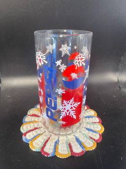 Vintage 1994 Pepsi Christmas Snowflake Glass Tumbler (6”)
