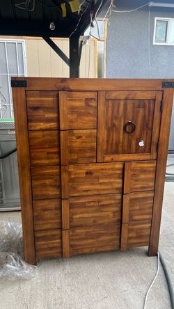 Tall Wood Dresser with Drawers and Cabinet