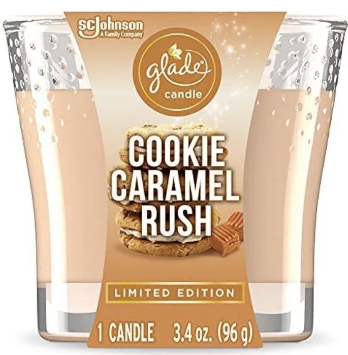 Glade Candle Jar, Air Freshener, Cookie Caramel Rush, 3.4 Oz