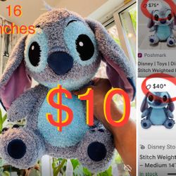 $10 like New Disney Stitch 16” Weighted Plush in great condition