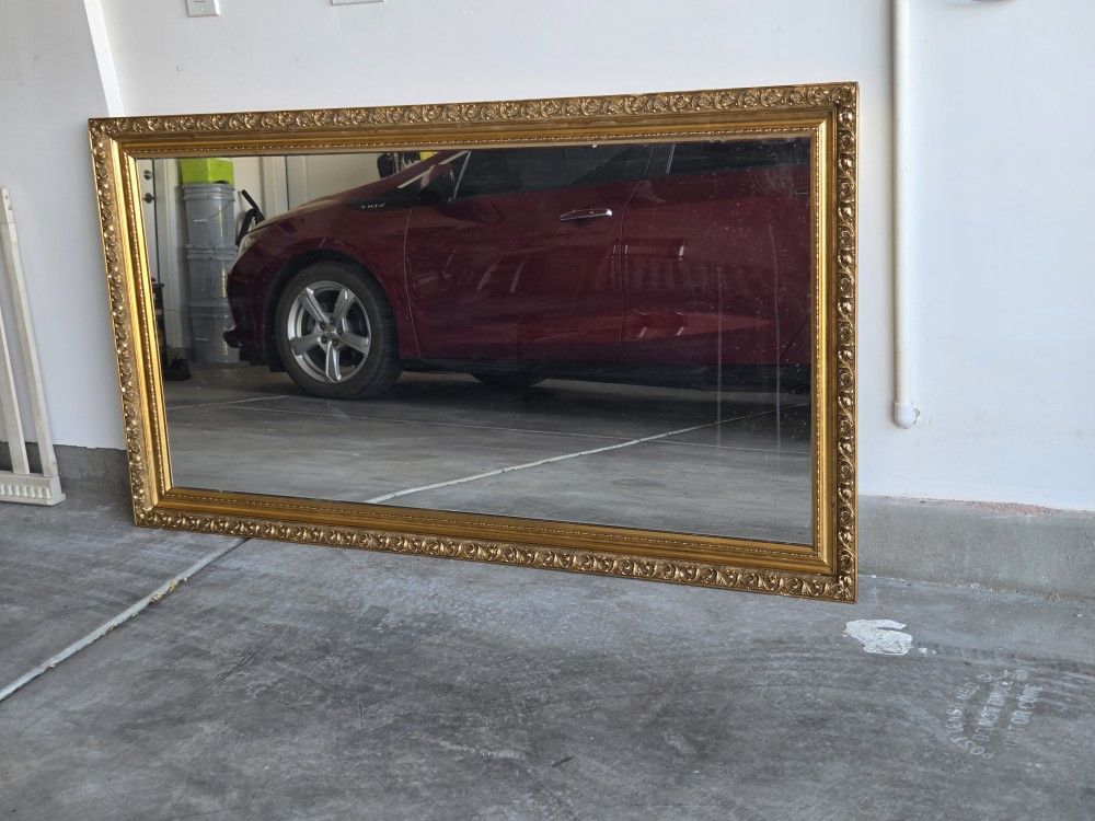 68x37 Mcm Wall Accent Mirror Good Wood Carved Beveled Victorian