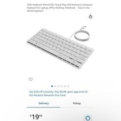 Brand new Mini Keyboard Wired USB, Plug & Play USB Keyboard, Computer Keyboard for Laptop, Office Desktop, Notebook, Easy to Use Wired Keyboard  White
