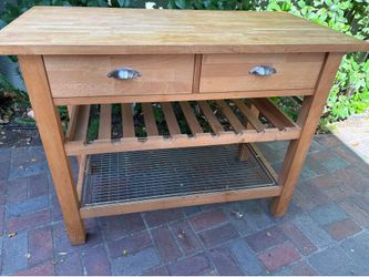 Crate & Barrel Solid Wood Kitchen Island Butcher Block Cart