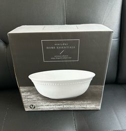 Large Stoneware Beaded Serving Bowl 2.3 qt