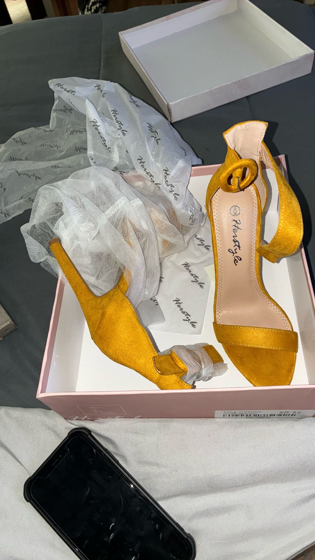 Mustard Stilettos Size 6