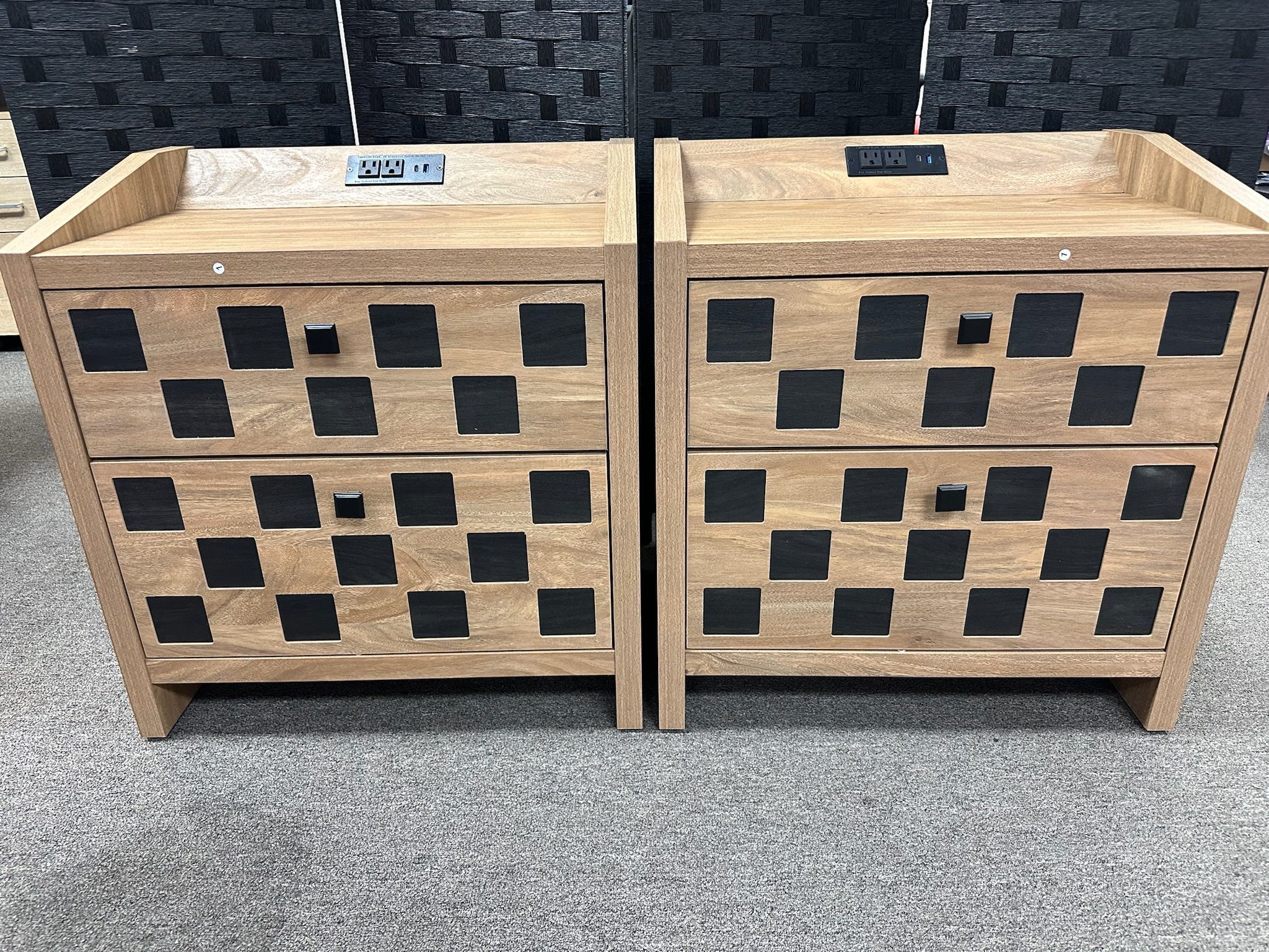 🥳Black Friday & Thanksgiving Sale🥳Nightstands Set of 2 Wide Bed Side Tables with Charging Station