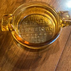 1934 Amber Century Of Progress Ashtray