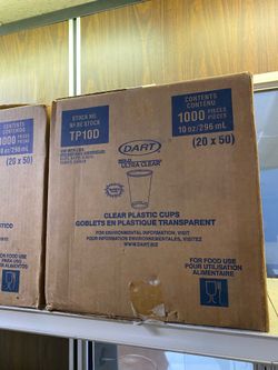 Box of plastic cups