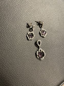 Antique Sterling Silver Earring And Charm Set