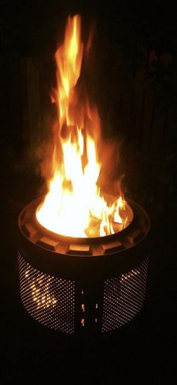 STAINLESS STEEL FIRE WOOD DRUM PIT BEAUTIFUL GLOWING